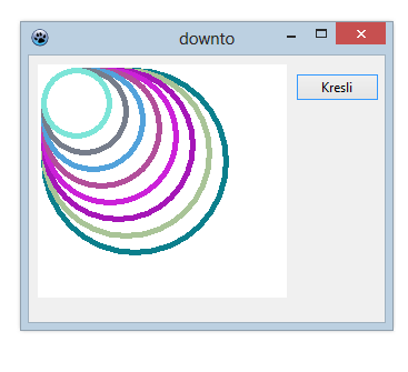 obr. 59 Zmenšovanie kružníc pomocou downto